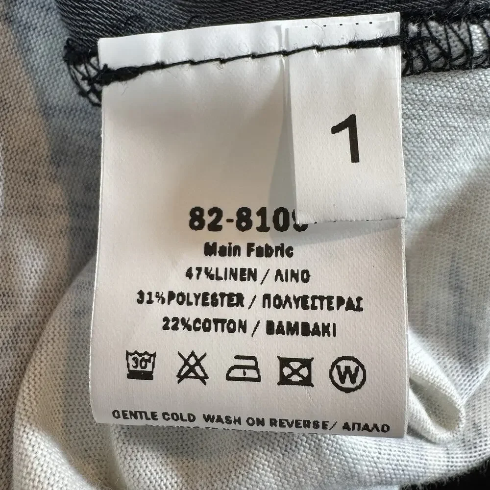 Ozai N Ku Black Blue Brush Stroke Top Shirt Boxy Oversized Art to Wear sz 1 - Picture 8 of 13